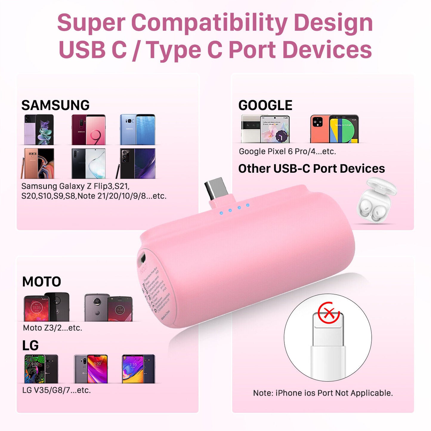 Mini Power Bank Portable Charger for Iphone or Type C Phones Instant Charging