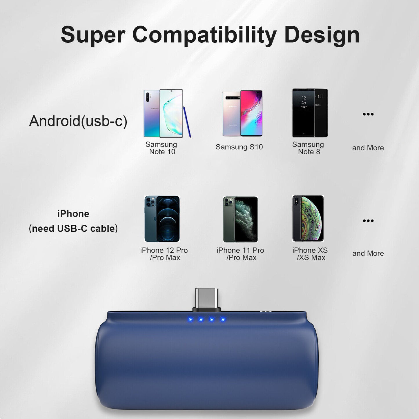 Mini Power Bank Portable Charger for Iphone or Type C Phones Instant Charging